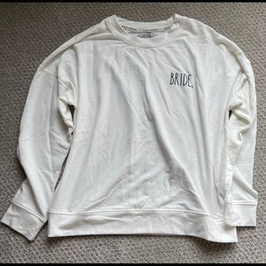 Super soft crew neck white bride sweatshirt